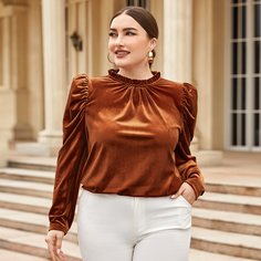Застежка Одноцветный Очаровательный Блузы размер плюс Shein