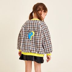 на молнии Клетчатый Повседневный Куртки для девочек Shein