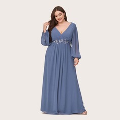 Аппликация Одноцветный Очаровательный Платья размер плюс Shein