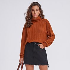 Вязаная футболка в рубчик Shein