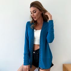 Однотонный кардиган на пуговицах Shein