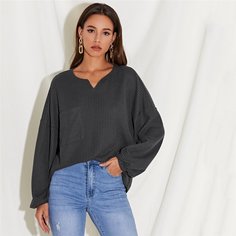 Одноцветный Повседневный Футболки Shein