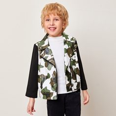 на молнии Камуфляж Повседневный Куртки для мальчиков Shein