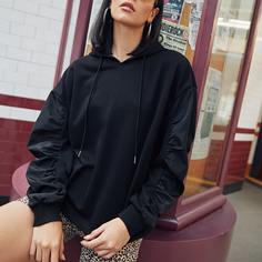со сборками Ровный цвет Повседневный Свитшоты Shein