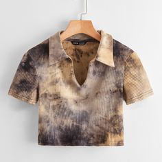 трикотажный тай дай Повседневный Футболки Shein