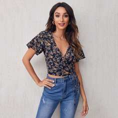 узел Цветочный Бохо Блузы Shein