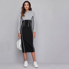на кулиске Контрастный цвет Спортивный Свитшоты Shein