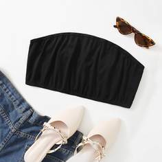 Короткий топ размера плюс без бретелек Shein