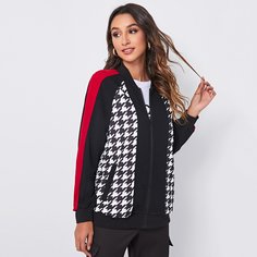 на молнии Хаундстут Спортивный жакеты Shein