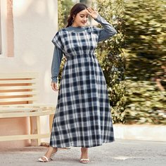 Платье в клетку и футболка размера плюс Shein