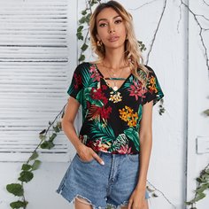 Тропический Бохо Блузы Shein