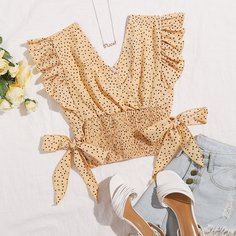 Топ в горошек с оборками Shein