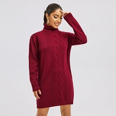 Вязаное платье-свитер с высоким воротником Shein