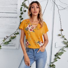 Цветочный Повседневный Блузы Shein
