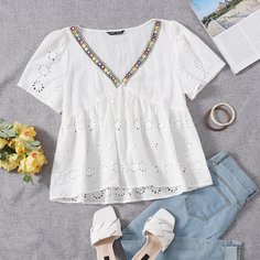 С оборками Бохо Блузы Shein