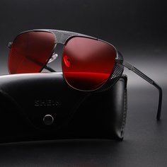 Мужские солнцезащитные очки-авиаторы с плоским верхом Shein