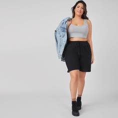 Шорты на кулиске с карманом размера плюс Shein