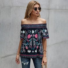 Оборка Цветочный Бохо Блузы Shein
