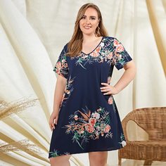 Цветочный Повседневный Платья размер плюс Shein
