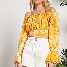 с оборками тай дай Бохо Блузы Shein