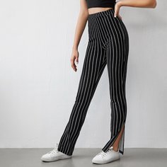 Брюки в полоску с разрезом Shein