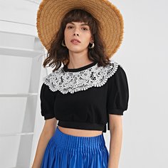 Короткий топ с кружевом Shein