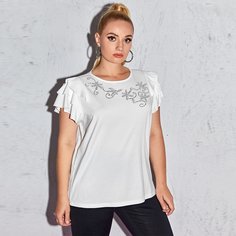 Топ размера плюс со стразами и рукавами бабочка Shein