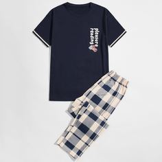 Клетка Повседневный Мужская домашняя одежда Shein