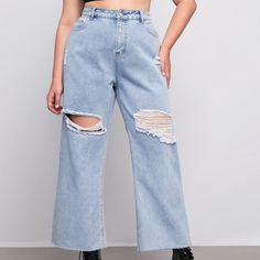 Рваные джинсы размера плюс Shein