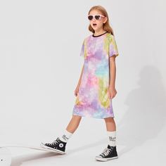 Платье с принтом тай дай для девочек Shein