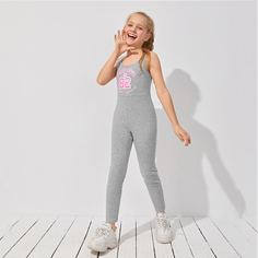 Геометрический Спортивный Комбинезоны для девочек Shein