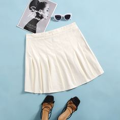 плиссированное Одноцветный Институтский Юбки размер плюс Shein