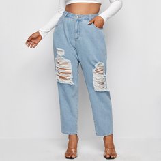 Рваные джинсы размера плюс с высокой талией Shein