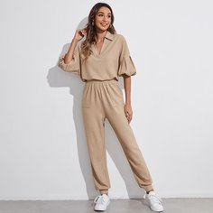 Трикотажные брюки и топ с оригинальным рукавом Shein