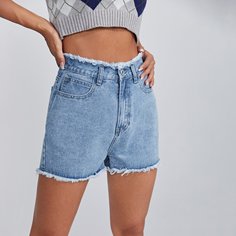 Джинсовые шорты с высокой талией Shein