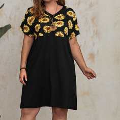 Цветочный Повседневный Платья размер плюс Shein