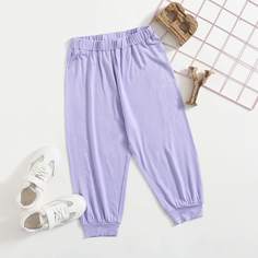Спортивные брюки с эластичной талией для девочек Shein