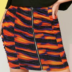 Юбка размера плюс с молнией и принтом Shein