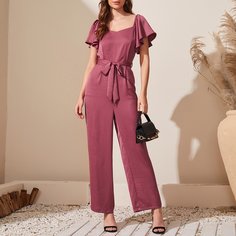 Однотонный комбинезон с поясом Shein