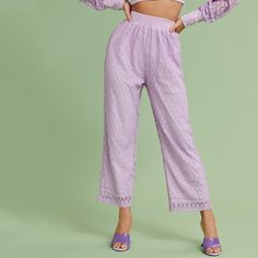 Одноцветный Элегантный Брюки Shein