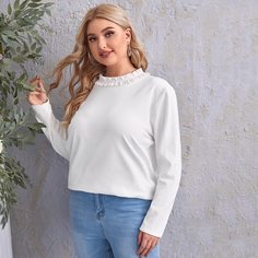 Однотонная футболка размера плюс Shein