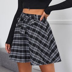 Юбка в клетку с поясом Shein
