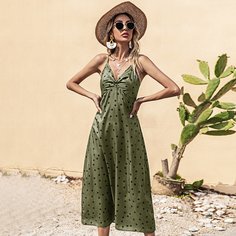 крест на крест В горошек Повседневный Платье Shein