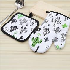 1шт изолляционная перчатка и 1шт подушка с принтом кактуса Shein