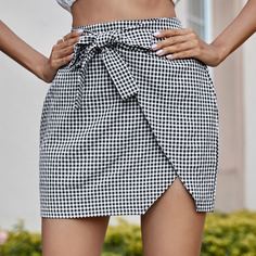 На запах Клетка Повседневный Юбки Shein