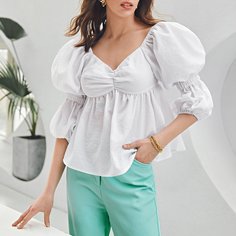 Застежка Одноцветный Повседневный Блузы Shein