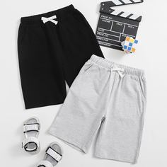 2шт шорты на кулиске для мальчиков Shein