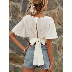 На запах Одноцветный Бохо Блузы Shein