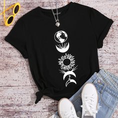 Цветочный Повседневный Футболки Shein