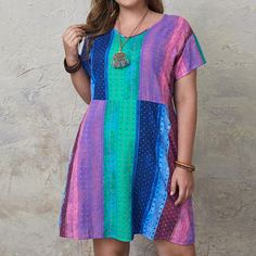 Контрастный цвет Повседневный Платья размер плюс Shein